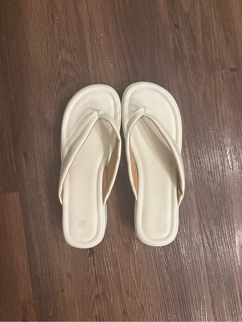 White platform flip flops